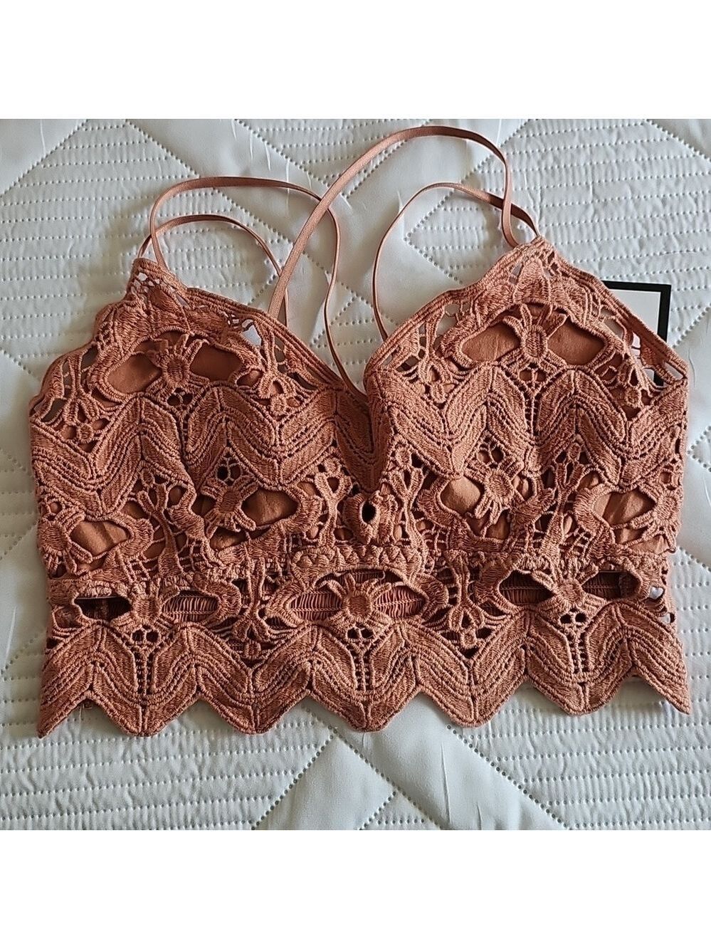 TRÏBE 100% Cotton Crochet Lace Bralette Size Medium NWT